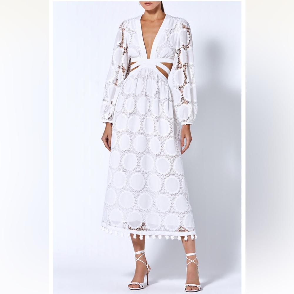 Alexis Stran Cut-Out Lace Midi-Dress